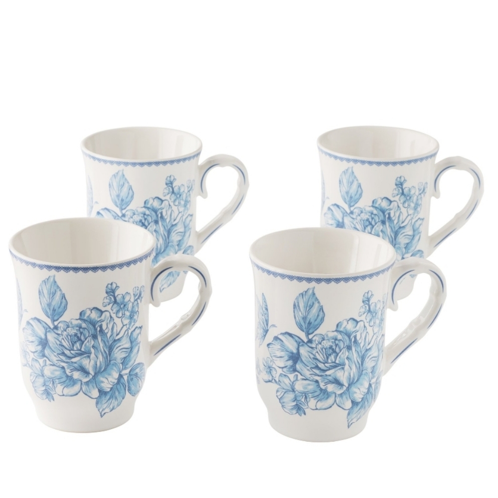 ❤️ New 4 Piece Pioneer Woman Agatha Blue Mug Set